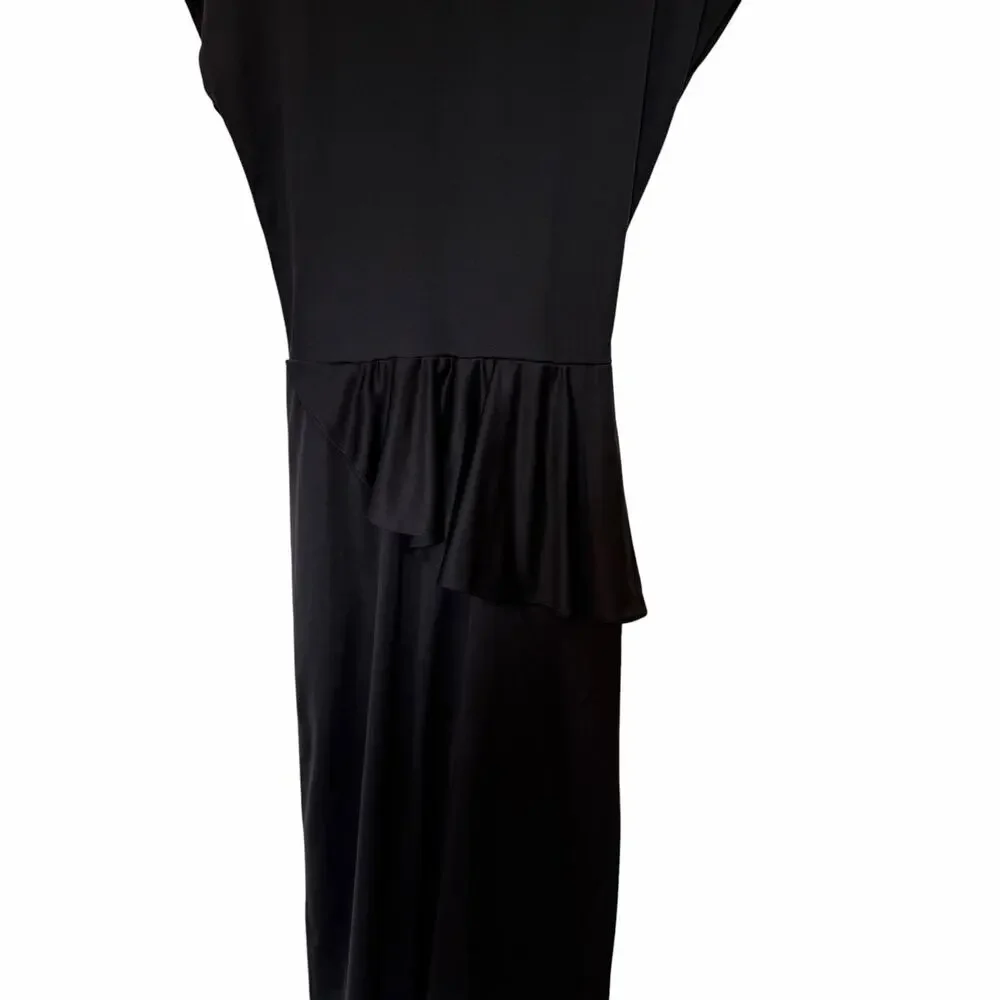 Vintage 70s Black Twist Front Dress Sz 0-2